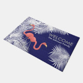 Navy Blue Burlap met roze flamingos Deurmat (Schuin)