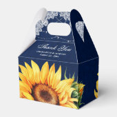 Navy Blue Burlap String Lights Zonnebloem Dank u Bedankdoosjes (Achterkant)