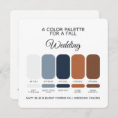 Navy Blue Burnt Copper Fall Wedding Palette Card Kaart (Voorkant / Achterkant)
