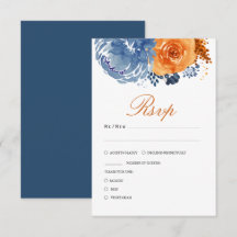 Navy Blue Burnt Sinaasappel Herfst Bloemen Huwelij