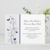 Navy Blue Butterflies wervelingen Post Wedding Kaart (Staand voorkant)