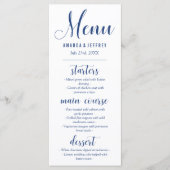 Navy Blue Calligraphy Wedding Menu (Voorkant)