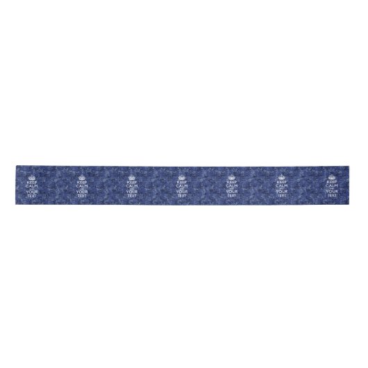 Navy Blue Camo houdt kalm en Jouw tekst Lint (Voorkant)