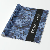 Navy Blue Camouflage Jouw naam personaliseren Cadeaupapier (Uitgerold)