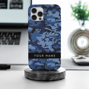 Navy Blue Camouflage Jouw naam personaliseren iPhone 15 Pro Max Hoesje