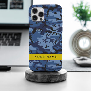 Navy Blue Camouflage Jouw naam personaliseren iPhone 15 Pro Max Hoesje