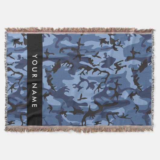 Navy Blue Camouflage Jouw naam personaliseren Deken (Voorkant)