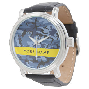 Navy Blue Camouflage Jouw naam personaliseren Horloge