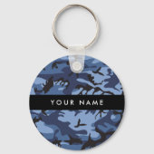 Navy Blue Camouflage Jouw naam personaliseren Sleutelhanger (Achterkant)