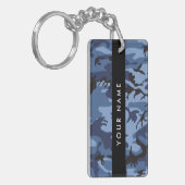 Navy Blue Camouflage Jouw naam personaliseren Sleutelhanger (Voorkant Links)