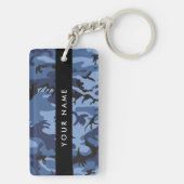Navy Blue Camouflage Jouw naam personaliseren Sleutelhanger (achterkant)