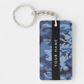 Navy Blue Camouflage Jouw naam personaliseren Sleutelhanger (Voorkant)
