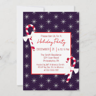 Navy Blue Candy Cane en sterren kerstfeest Kaart