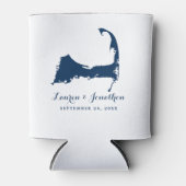 Navy Blue Cape Cod Map Wedding Koelbox Blikjeskoeler (Voorkant)