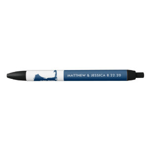 Navy Blue Cape Cod Map Wedding Zwarte Inkt Pen