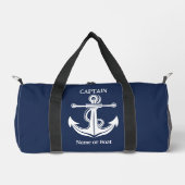 Navy Blue Captain Anker Nautical Boat Naam Plunjezak (Voorkant)