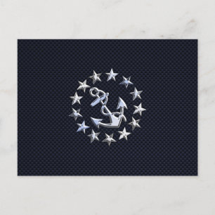 Navy Blue Carbon Fiber Nautical Yacht Vlag Briefkaart
