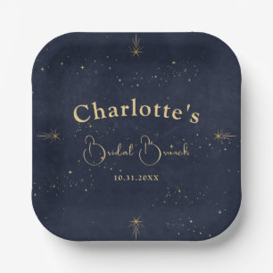 Navy Blue Celestial Moon Tarot Vrijgezellenfeest Papieren Bordje