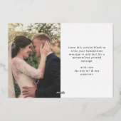 Navy Blue Celestial Stars Dank u bruiloft foto Folie Feestdagenkaart (Achterkant)