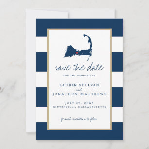 Navy Blue Centerville Cape Cod Map opslaan op datu Save The Date