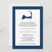 Navy Blue Centerville Cape Cod Map Wedding Kaart (Voorkant)