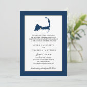Navy Blue Centerville Cape Cod Map Wedding Kaart (Staand voorkant)