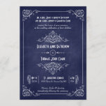 Navy Blue Chalkboard Art Déco Mariage Invitations<br><div class="desc">Des invitations de mariage simples et élégantes avec des tourbillons fins et fins qui rappellent le design art déco vintage et du texte moderne fraîchement élaboré contre un arrière - plan bleu marine texturé.</div>