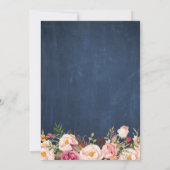 Navy Blue Chalkboard roze Floral Save the Date (Achterkant)