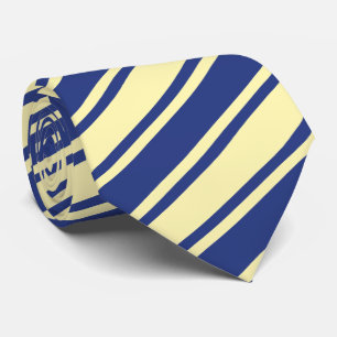 Navy Blue Champagne Yellow Diagonal Stripe Mannen Stropdas