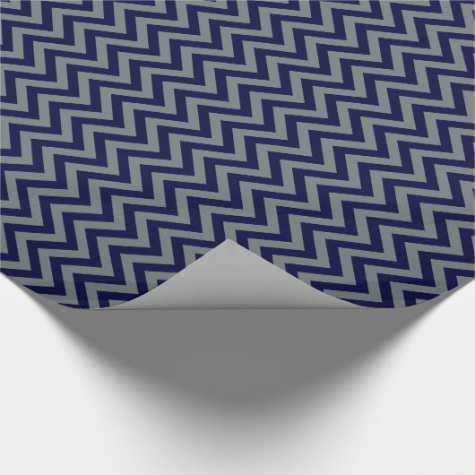 Navy Blue, Charcoal Large Chevron ZigZag Pattern Cadeaupapier (Hoek)