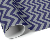 Navy Blue, Charcoal Large Chevron ZigZag Pattern Cadeaupapier (Rol Hoek)