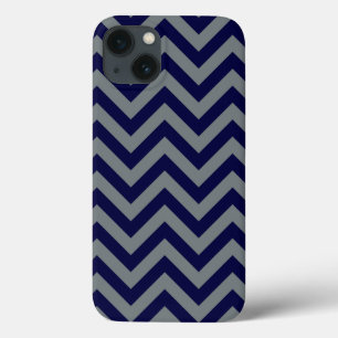 Navy Blue, Charcoal Large Chevron ZigZag Pattern iPhone 13 Hoesje