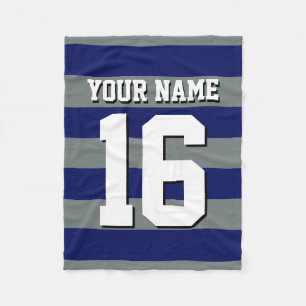 Navy Blue Charcoal Team Jersey Preppy Stripe Fleece Deken