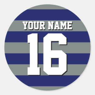 Navy Blue Charcoal Team Jersey Preppy Stripe Ronde Sticker