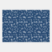 Navy Blue Charleston Toile Gift Wrap Inpakpapier Vel (Voorkant)