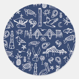 Navy Blue Charleston Toile Sticker