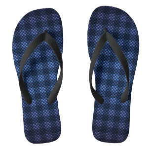 Navy blue checkered koolstofvezel gepatterd teenslippers