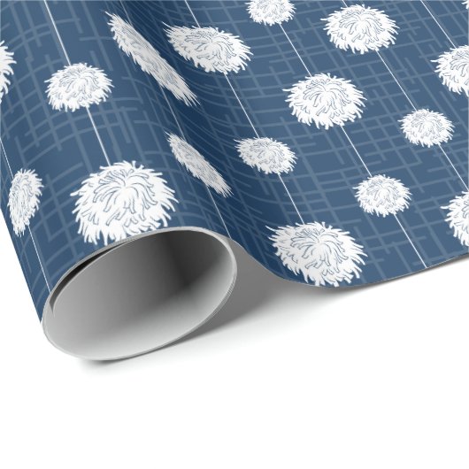 Navy Blue Cheerleader Pom Pom Pattern Cadeaupapier (Rol Hoek)