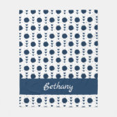 Navy Blue Cheerleader Pom Poms & Hearts Pattern Fleece Deken (Voorkant)