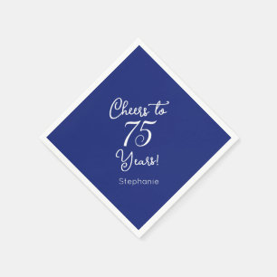 Navy Blue Cheers naar 75 jaar 75ste verjaardag Servet