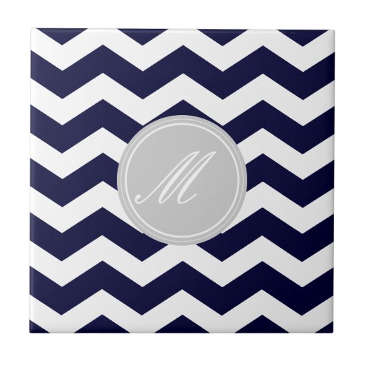 Navy Blue Chevron avec carreaux Monogram (Devant)