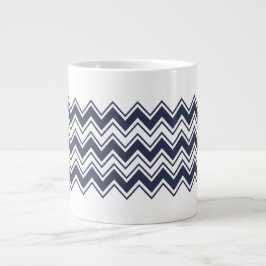 Navy Blue Chevron Extra Grote Beker