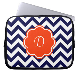 Navy Blue Chevron Monogram Laptop Sleeve