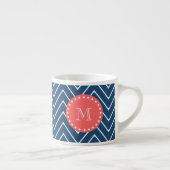 Navy Blue Chevron Pattern | Koraalmonogram Espresso Kop (Rechts)