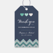 Navy Blue Chevron Pattern Wedding Gift Label Cadeaulabel (Voorkant)