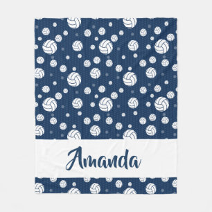 Navy Blue Chevron Volleyball Pattern Fleece Deken