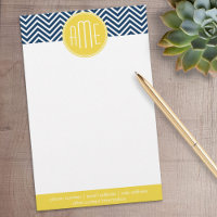 Navy Blue Chevrons met aangepast geel monogram