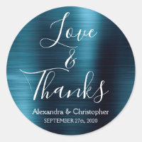 Navy Blue Chic Metallic Love & Bedankt