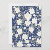Navy Blue Chinoiserie Bloementuin Trouwen Kaart (Achterkant)