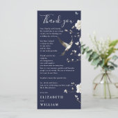 Navy Blue Chinoiserie Wedding Dank u kaart (Staand voorkant)